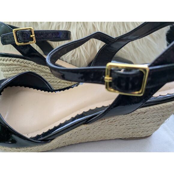 Lauren Ralph Lauren Sz 9B KEARA Shoes Patent Leather Wedge Platform Sandals - Picture 5 of 7